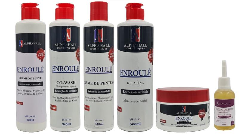 Imagem de Alphahall Enroulé Liberado Shampoo e Co Wash e Máscara e Gelatina e Creme Pentear e Óleo Macadâmia