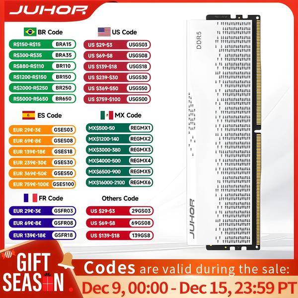 Alta Frequência JUHOR DDR5 RAM 16GB 32GB 5600MHz-7200MHz Memória De Desktop Para Jogos Com... Alta Frequência JUHOR DDR5 RAM 16GB 32GB 5600MHz-7200MHz Memória De Desktop Para Jogos Com...
