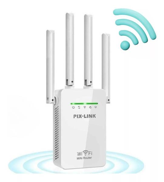 Imagem de Alta Performance em Branco: Repetidor de Sinal Wi-fi com 4 Antenas, Roteador e Amplificador de Sinal