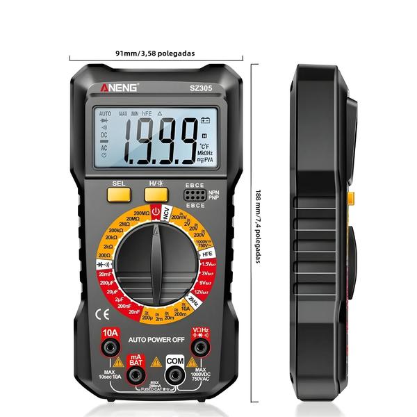 Imagem de Alta Precisão Aneng Sz305 Multímetro Digital Verdadeiro Rms Portátil Multifuncional Testador Ncv Ac