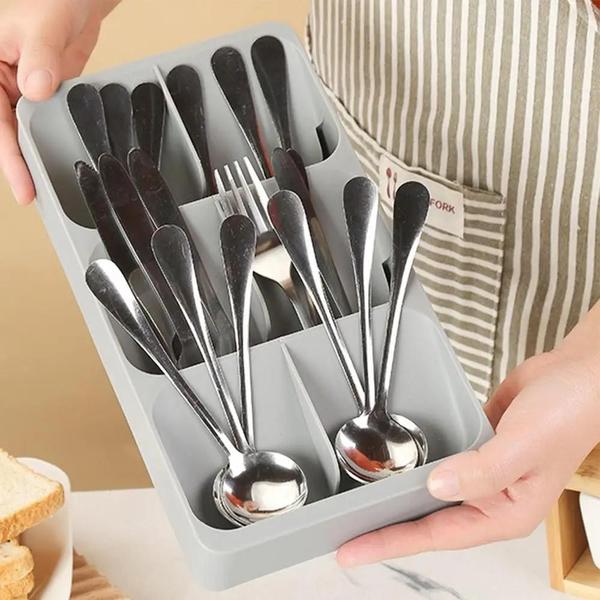 Imagem de Alta qualidade caixa organizadora gaveta utensílios de cozinha caixa de armazenamento de talheres recipiente de plástico