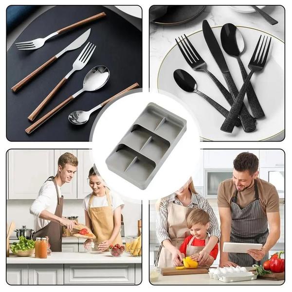 Imagem de Alta qualidade caixa organizadora gaveta utensílios de cozinha caixa de armazenamento de talheres recipiente de plástico