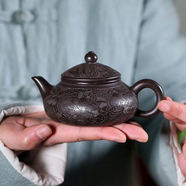 Imagem de Alta Qualidade Yixing Cru Ore Black Mud Purple Clay Bules Home Creative Tea Kettle Kungfu Teaware Set 150ml