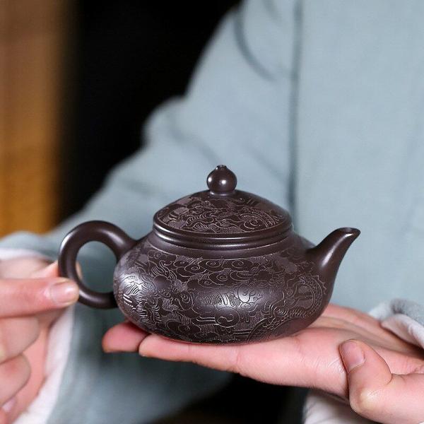 Imagem de Alta Qualidade Yixing Cru Ore Black Mud Purple Clay Bules Home Creative Tea Kettle Kungfu Teaware Set 150ml