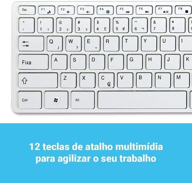 Imagem de Alta Resolução Sem Fios: Kit Teclado E Mouse Sem Fio Wifi USB 1000DPI 2.4GHz Slim PC