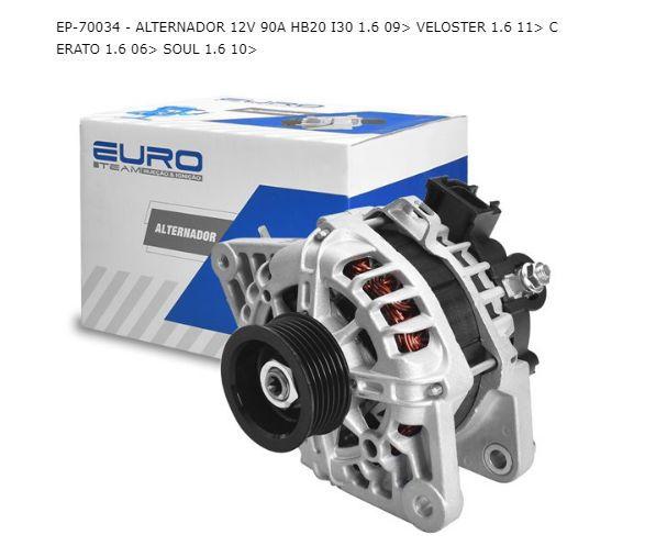 Imagem de Alternador 12V 90A HB20 I30 CERATO 1.6 70034 EURO