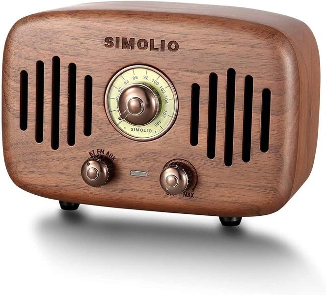 Imagem de Alto-falante Bluetooth SIMOLIO Vintage Radio Retro 2x8W Stereo