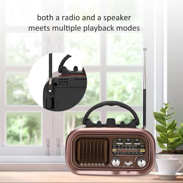 Imagem de Alto-falante Bluetooth Yunseity Vintage Radio RXBT628 com FM AM SW