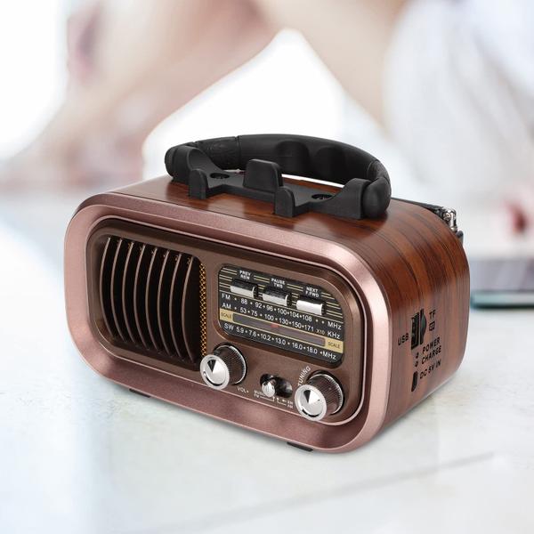 Imagem de Alto-falante Bluetooth Yunseity Vintage Radio RXBT628 com FM AM SW