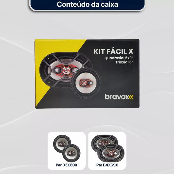 Imagem de Alto Falante Bravox Kit Facil 6 Polegadas Triaxial Quadriaxial 6x9