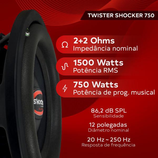 Imagem de Alto Falante Subwoofer 10 Pol 750w 2+2 Ohms Twister Shocker