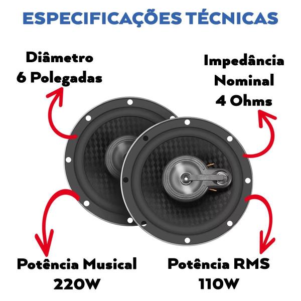 Imagem de Alto Falante Triaxial 6Pol 220W+Aro Volkswagen Saveiro G5 G6