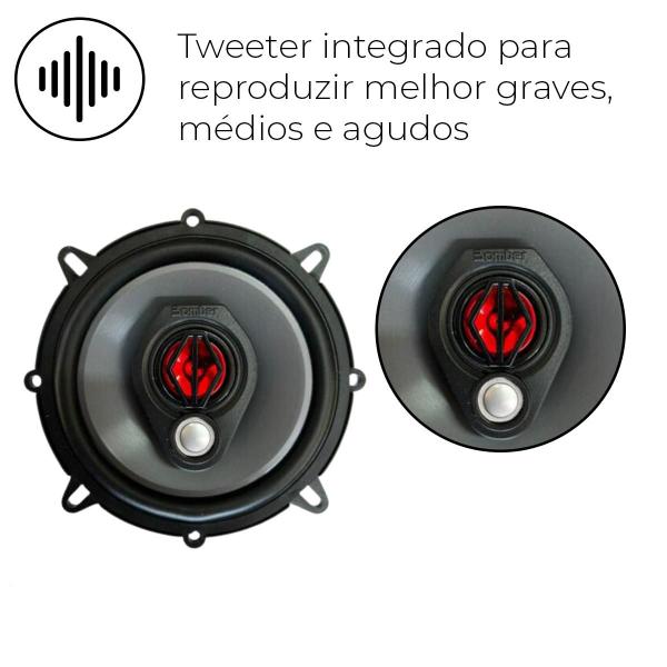 Imagem de Alto Falantes Bomber Gold Triaxial Com 4 Ohms Potência de 100w com 5 e 6 Polegadas + Módulo Amplificador Taramps TL500