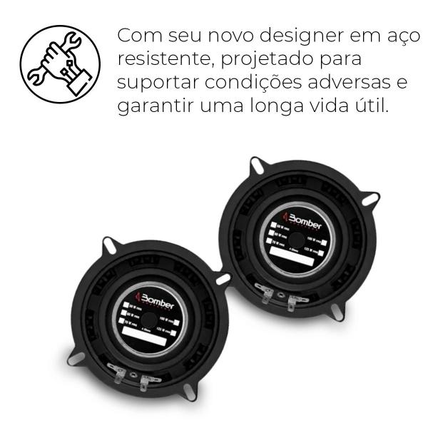 Imagem de Alto Falantes Bomber Gold Triaxial Com 4 Ohms Potência de 100w com 5 e 6 Polegadas + Módulo Amplificador Taramps TL500