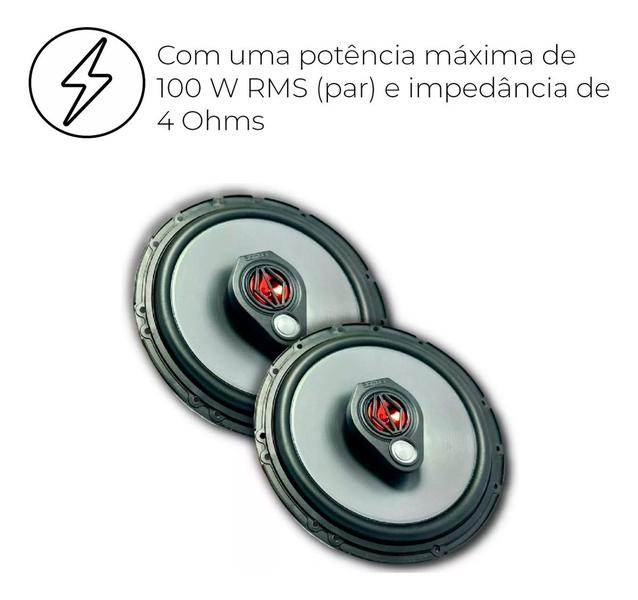 Imagem de Alto Falantes Bomber Gold Triaxial Com 4 Ohms Potência de 100w com 5 e 6 Polegadas + Módulo Amplificador Taramps TL500