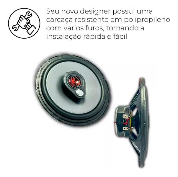 Imagem de Alto Falantes Bomber Gold Triaxial Com 4 Ohms Potência de 100w com 5 e 6 Polegadas + Módulo Amplificador Taramps TL500