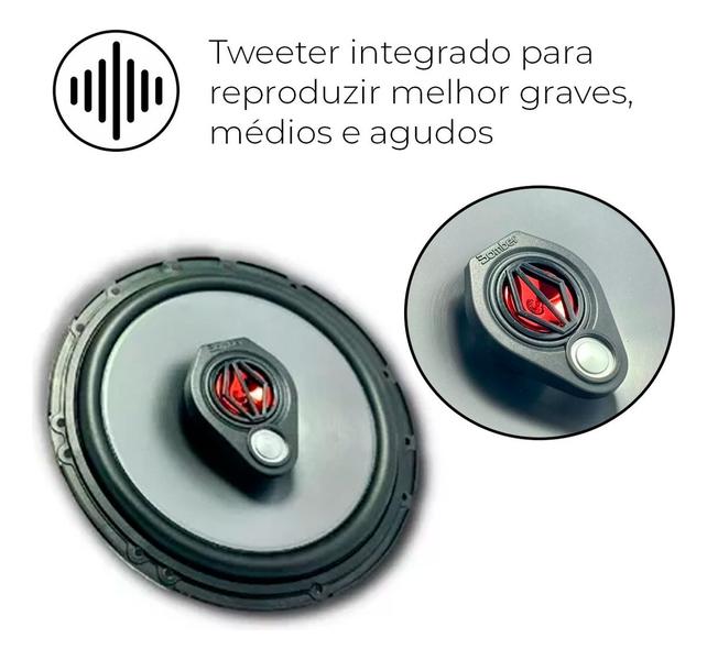 Imagem de Alto Falantes Bomber Gold Triaxial Com 4 Ohms Potência de 100w com 5 e 6 Polegadas + Módulo Amplificador Taramps TL500