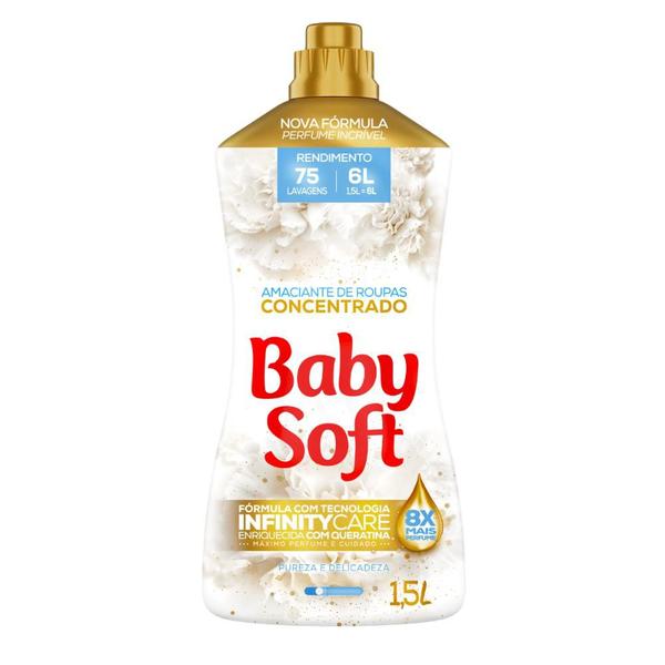 Amaciante Concentrado Baby Soft Pureza e Delicadeza 1,5l - Rende 75 Lavagens