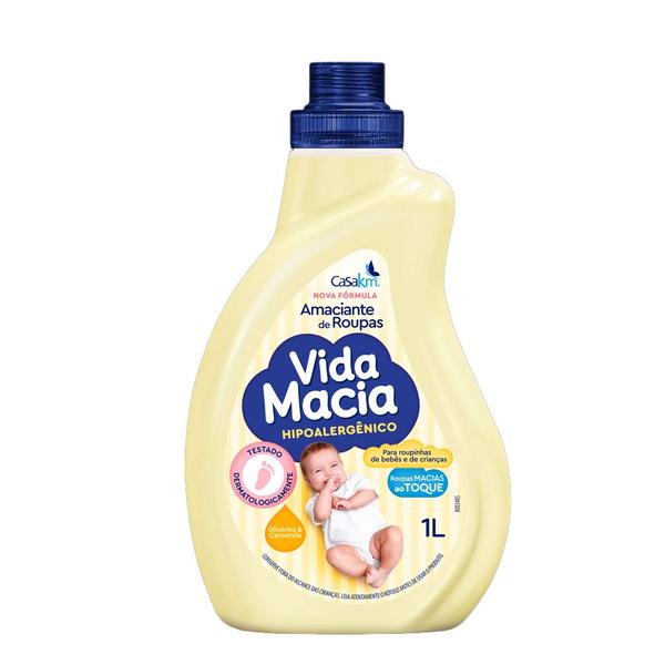 Imagem de Amaciante de Roupas Casa KM Vida Macia Roupinhas de Bebês Glicerina Camomila 1L