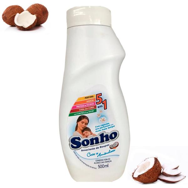 Imagem de Amaciante para Roupas Sonho com Coco e Amêndoas Perfuma por Mais Tempo - 500ml (Kit com 2)