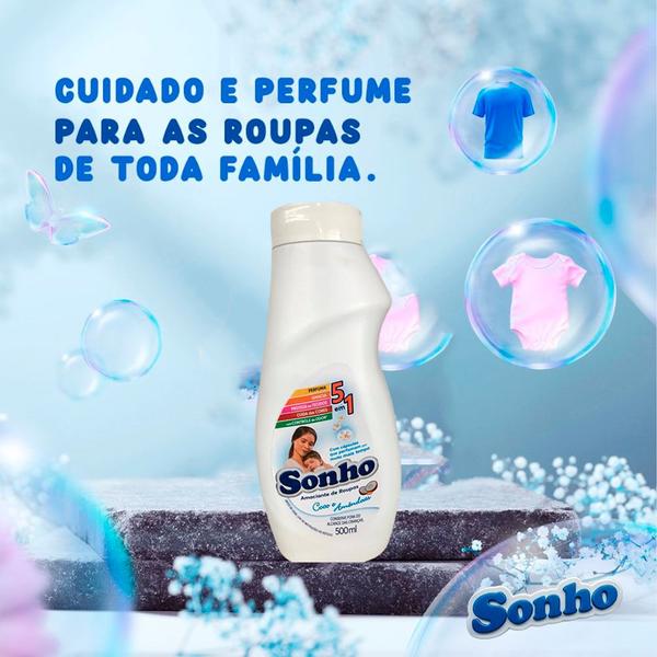 Imagem de Amaciante para Roupas Sonho com Coco e Amêndoas Perfuma por Mais Tempo - 500ml (Kit com 3)