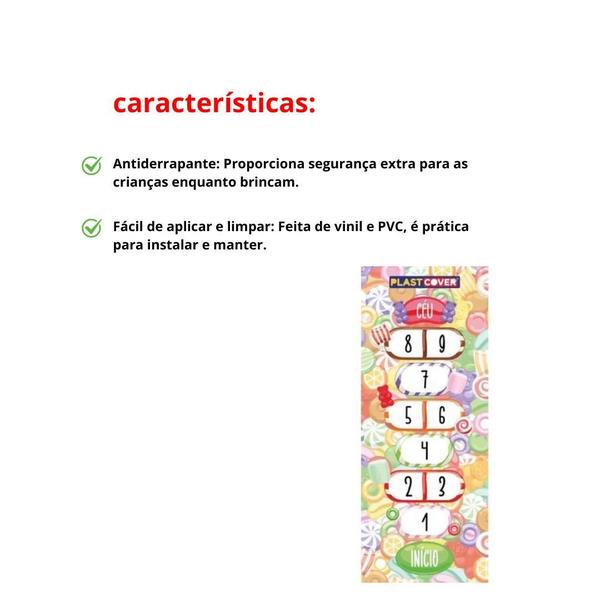 Imagem de Amarelinha adesiva brinquedo infantil 80cmx2m Candy 