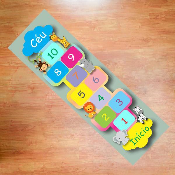 Imagem de Amarelinha Adesivo Laminado Resistente Brincadeira Infantil