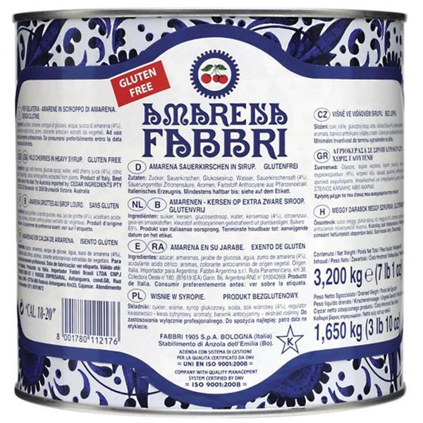 Amarena Cereja Silvestre Inteira Em Calda 3,2kg Fabbri Imagem de Amarena Cereja Silvestre Inteira Em Calda 3,2kg Fabbri