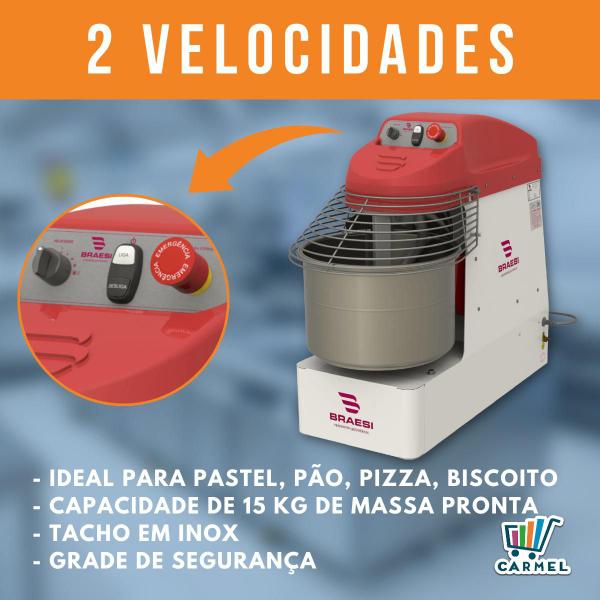 Imagem de Amassadeira Espiral Industrial 15Kg Massa Pão AES-15 Braesi