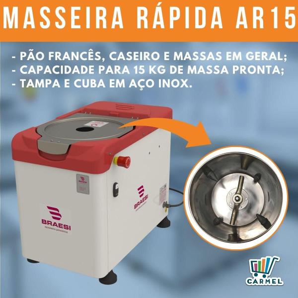 Imagem de Amassadeira Rápida Braesi Ar15 Masseira 15kg Massa Pão Monof 220V