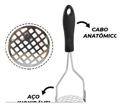 Imagem de Amassador Batatas Espremedor Manual Legumes Aço Inox