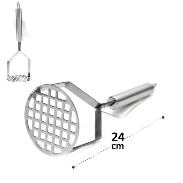 Imagem de Amassador de batata inox 24cm manual utensílios para cozinha clássico