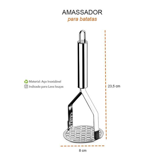 Imagem de Amassador de Batatas e Legumes Aço Inox