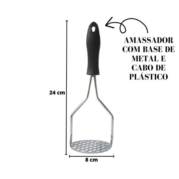 Imagem de Amassador De Batatas Legumes Feijão Metal Cabo de Plástico