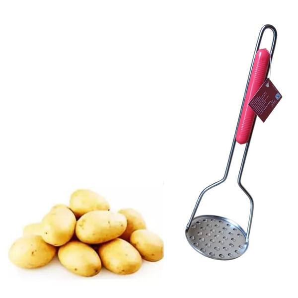 Imagem de Amassador Pure Batatas Legumes Feijão Aço Inox Cabo Reforçado