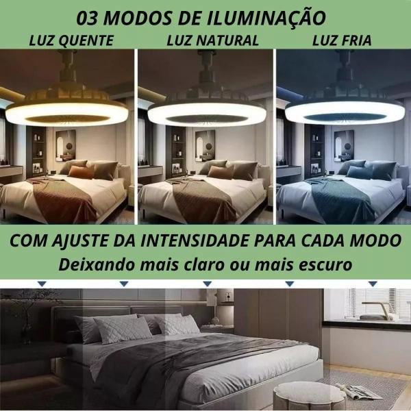 Imagem de Ambiente Iluminado: Luz Ventilador Teto Led Cool Controle