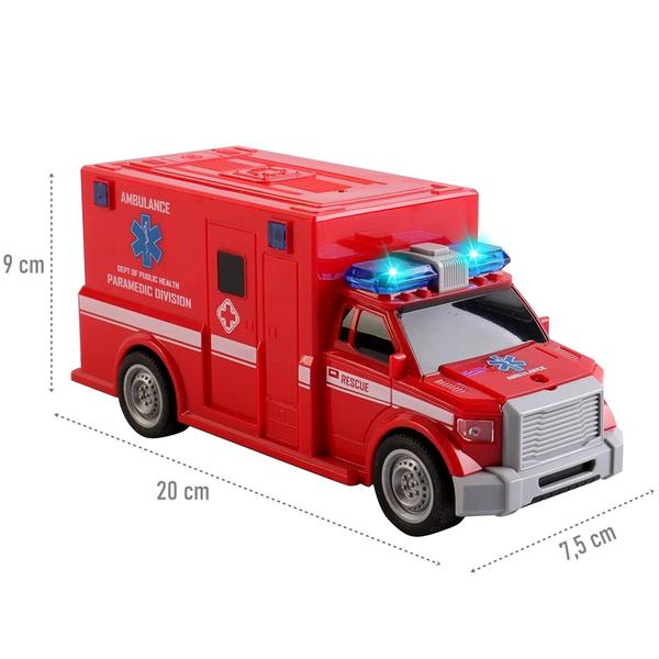 Imagem de Ambulância A Fricção 1:28 - C/ Luz E Som - Dm Toys