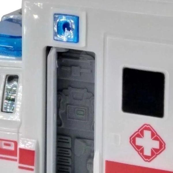 Imagem de Ambulância de Brinquedo Carro Resgate de Fricção 1:20 com Som e Luz de Led Infantil 3 anos+