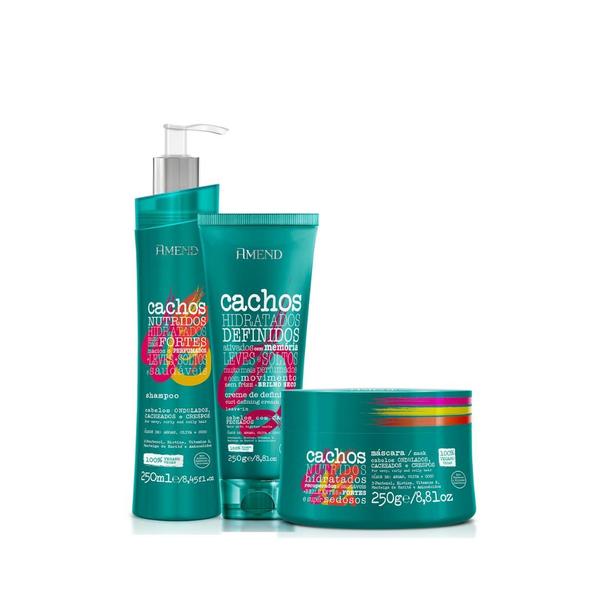 Imagem de Amend Cachos Sh 250ml + Masc 250ml + Leave-in Cacheado 250ml