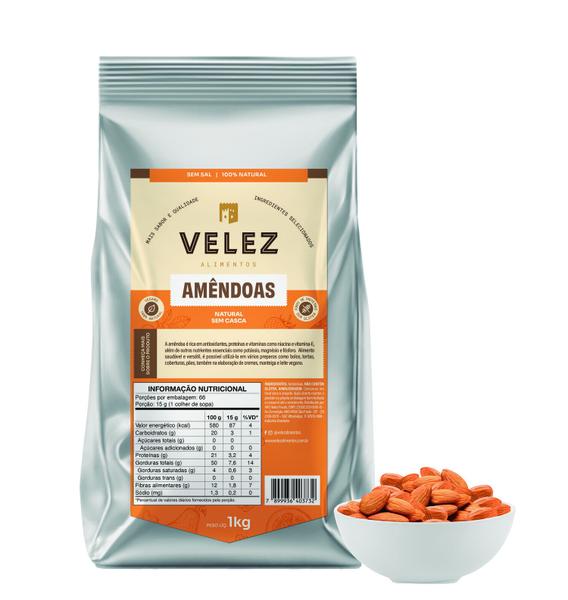 Amendoa Sem Casca Crua VELEZ 1kg Imagem de Amendoa Sem Casca Crua VELEZ 1kg