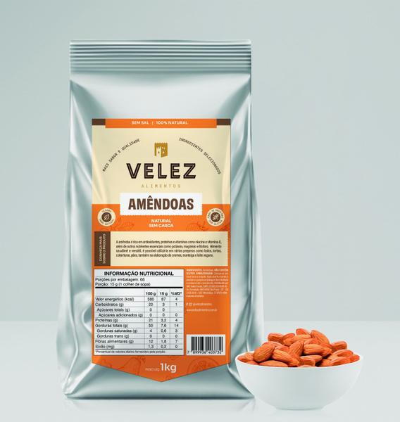 Amendoa Sem Casca Crua VELEZ 1kg Imagem de Amendoa Sem Casca Crua VELEZ 1kg