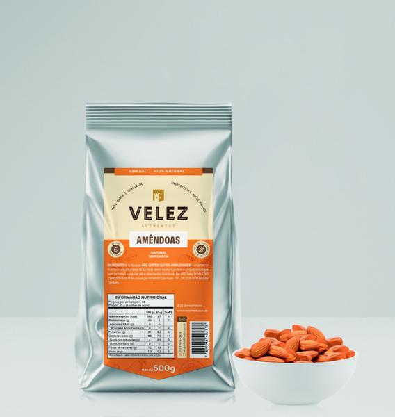 Amendoa Sem Casca Crua VELEZ 500g Imagem de Amendoa Sem Casca Crua VELEZ 500g