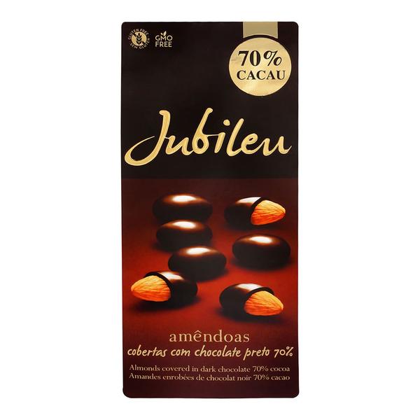 Amêndoas Cobertas com Chocolate 70% Cacau Jubileu 150g Imagem de Amêndoas Cobertas com Chocolate 70% Cacau Jubileu 150g
