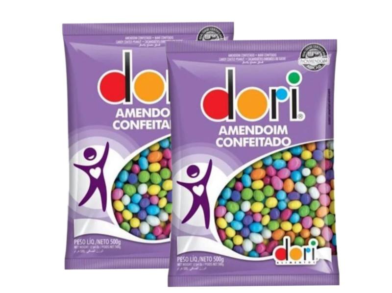 Amendoim Colorido Dori Confeitado 500g - 2 Pacotes Imagem de Amendoim Colorido Dori Confeitado 500g - 2 Pacotes