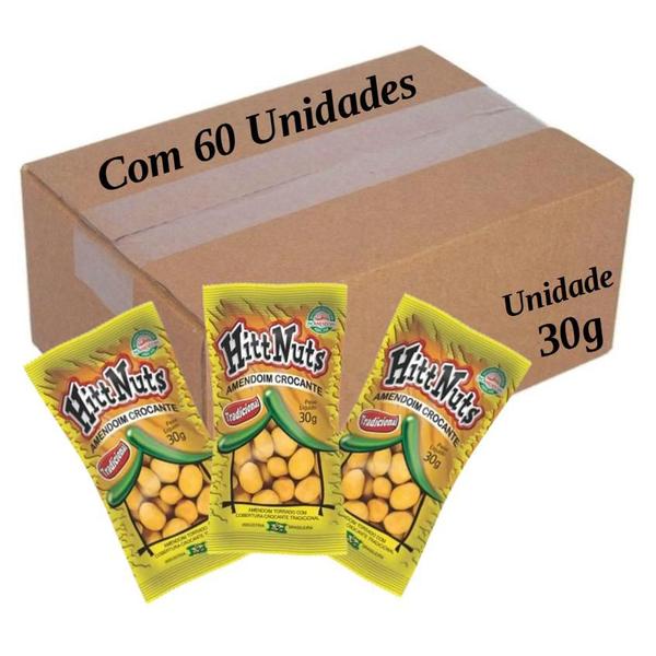 Amendoim Hitt Nuts Natural 30GR - Caixa com 60 Un - Amenbra Imagem de Amendoim Hitt Nuts Natural 30GR - Caixa com 60 Un