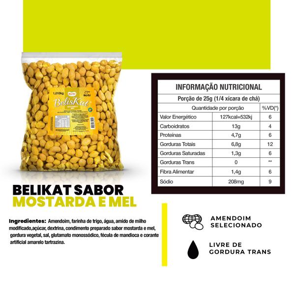Amendoim Torrado Crocante Mostarda e Mel 1kg Beliskat Imagem de Amendoim Torrado Crocante Mostarda e Mel 1kg Beliskat