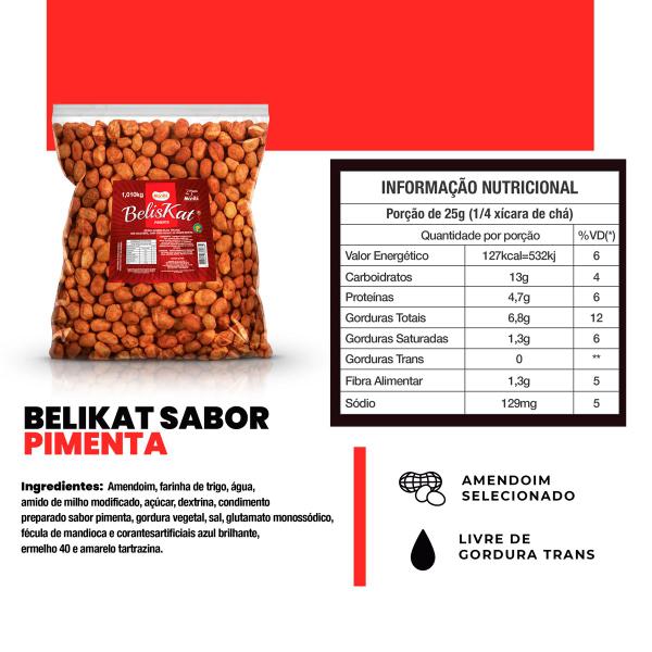 Amendoim Torrado Crocante Pimenta 1kg Beliskat Imagem de Amendoim Torrado Crocante Pimenta 1kg Beliskat