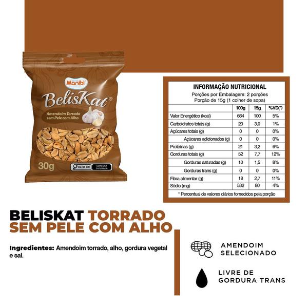 Amendoim Torrado Salgado S/ Pele Com Pele 30g - Kit C/ 25 - Beliskat Imagem de Amendoim Torrado Salgado S/ Pele Com Pele 30g - Kit C/ 25