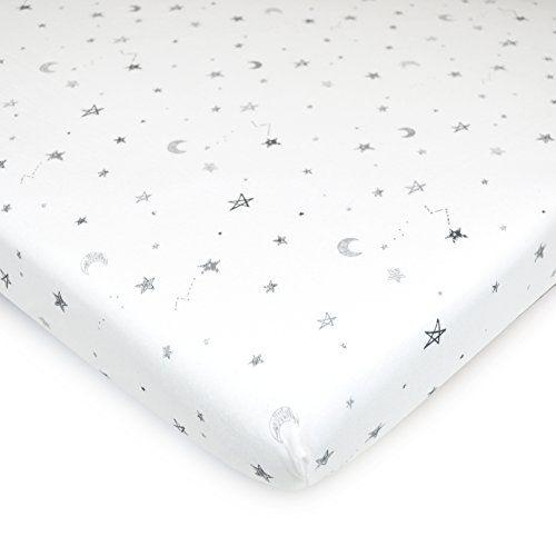 Imagem de American Baby Company 3 Pack impresso 100% algodão natural Jersey malha Fitted Pack n jogar Playard Sheet, cinza estrela / ziguezague, respirável macio, para meninos e meninas