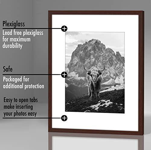 Imagem de Americanflat 16x20 Picture Frame em mogno - Conjunto de 5 Quadros - Displays 11x14 Com Tapete e 16x20 Sem Tapete - com Capa de Plexiglass, Hardware Suspenso Dente de Serra para Exibição Horizontal ou Vertical